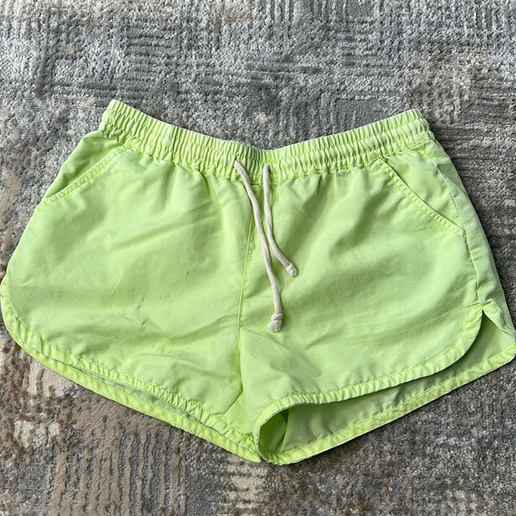Shorts 43 Preloved Neon Yellow Board Shorts With Rope Tie Drawstring